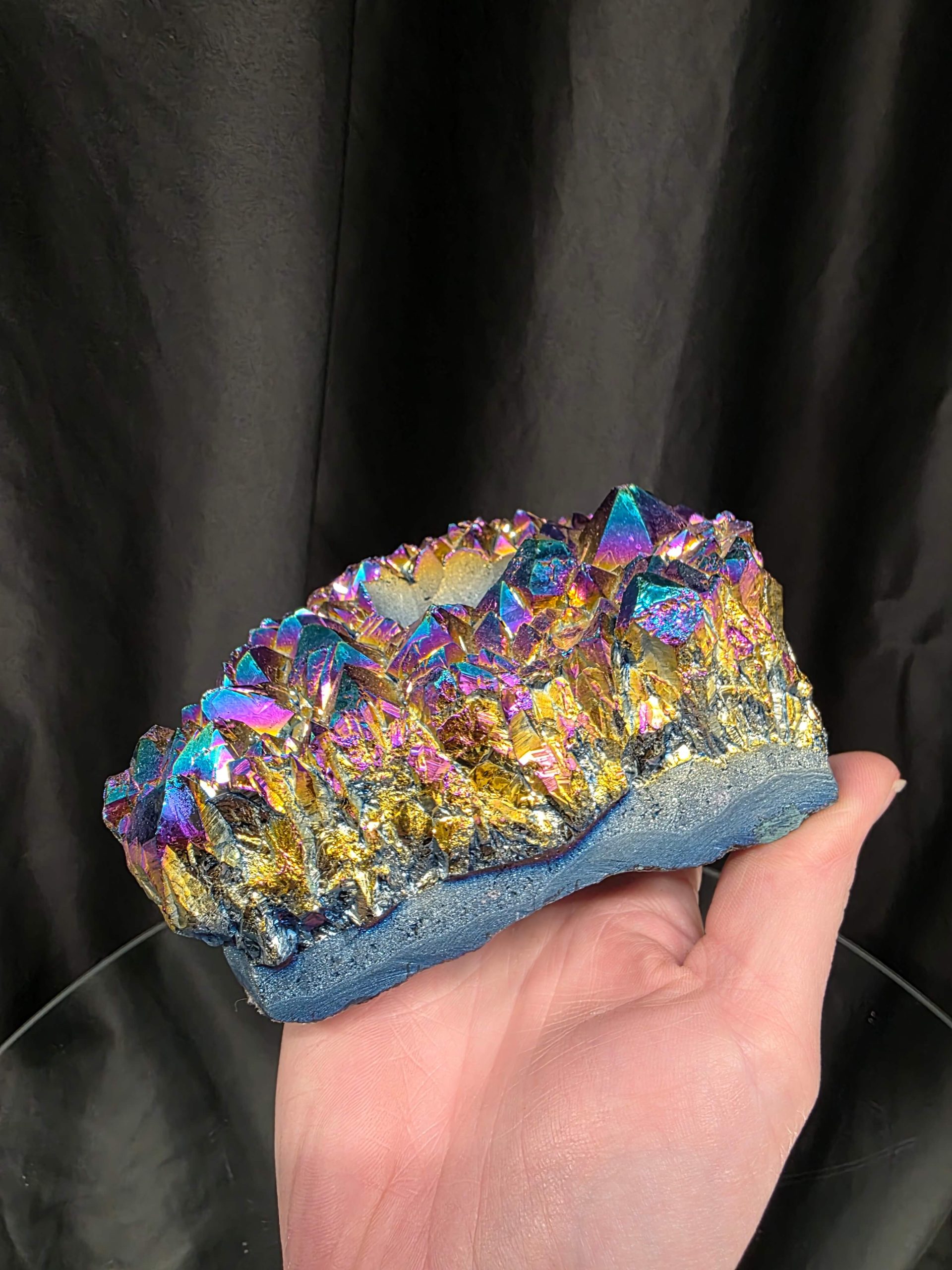 Rainbow Quartz Candle No. 4 Aura, Titanium, Point, Cluster, Gemstone Tealight Holder 969g H5.5xW15xD12cm - Image 7