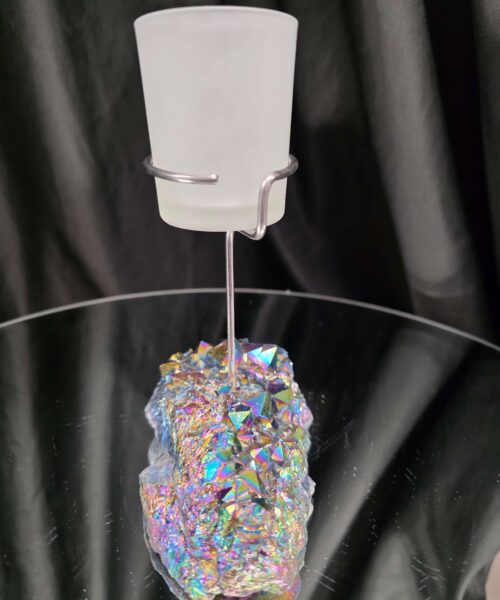 Premium A Grade Rainbow Candle No. 2 Quartz Cluster Druzy / 1 Cup Tealight Holders 503g H16.5xW12.5xD8cm - Image 3
