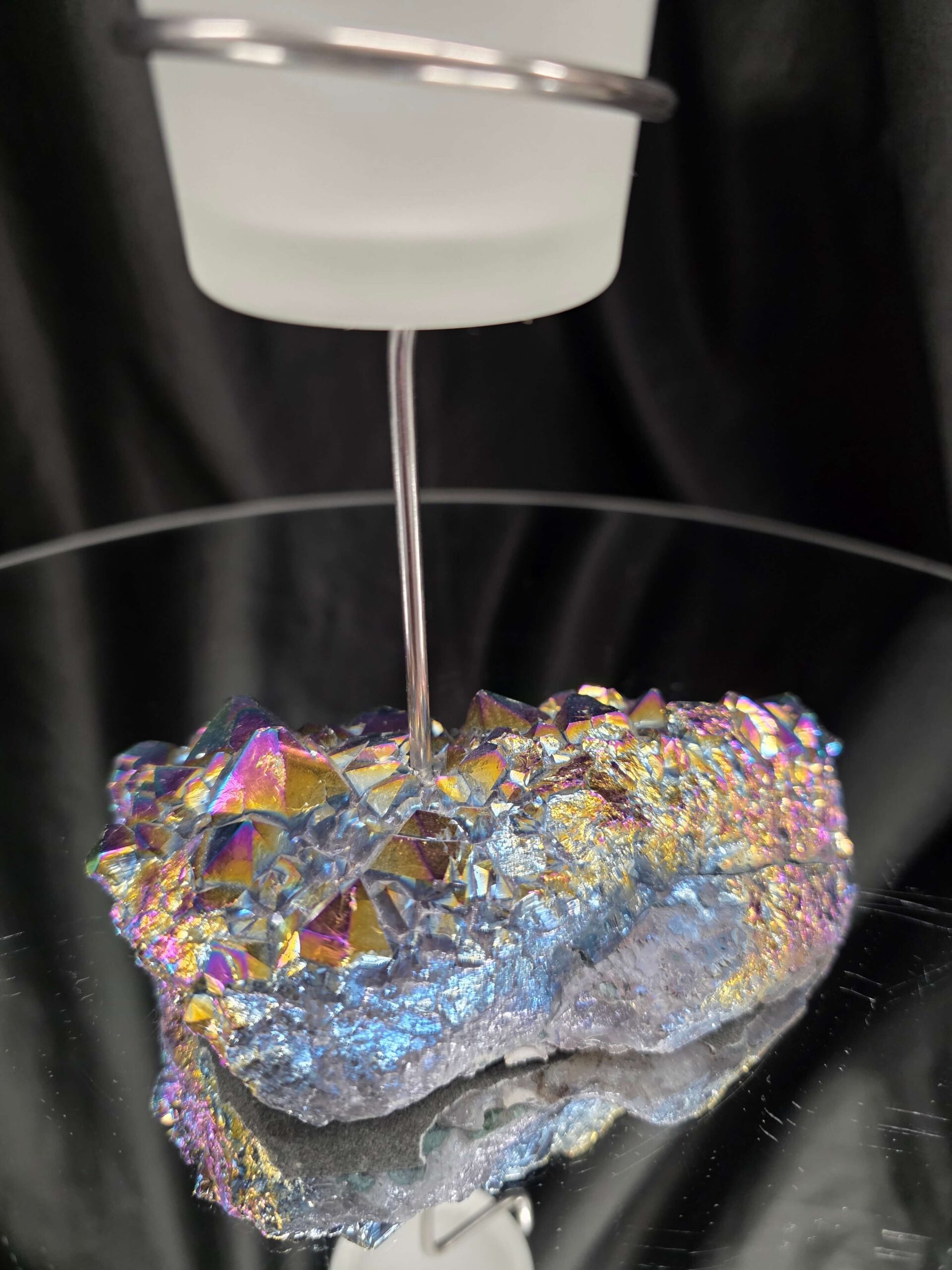 Premium A Grade Rainbow Candle No. 2 Quartz Cluster Druzy / 1 Cup Tealight Holders 503g H16.5xW12.5xD8cm - Image 6