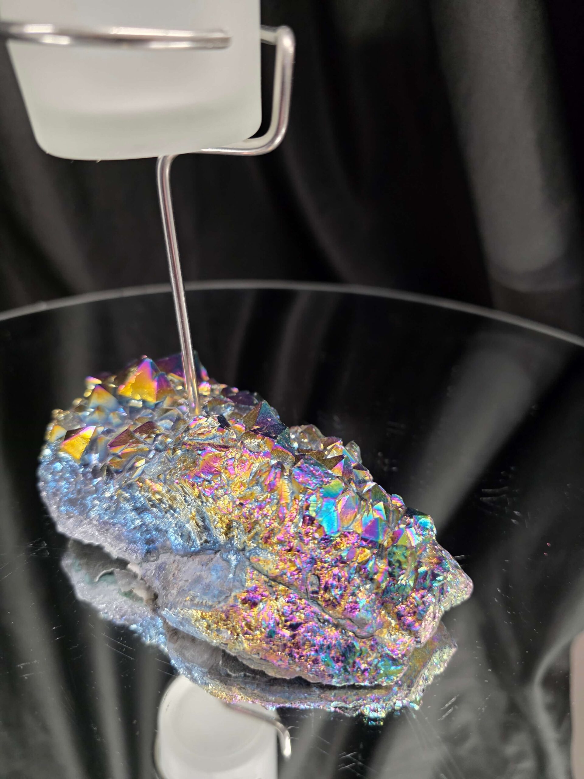 Premium A Grade Rainbow Candle No. 2 Quartz Cluster Druzy / 1 Cup Tealight Holders 503g H16.5xW12.5xD8cm - Image 7