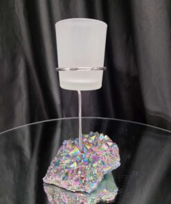 Alternative view of Premium A Grade Rainbow Candle No. 3 Quartz Cluster Druzy / 1 Cup Tealight Holders 392g H17xW10xD9cm