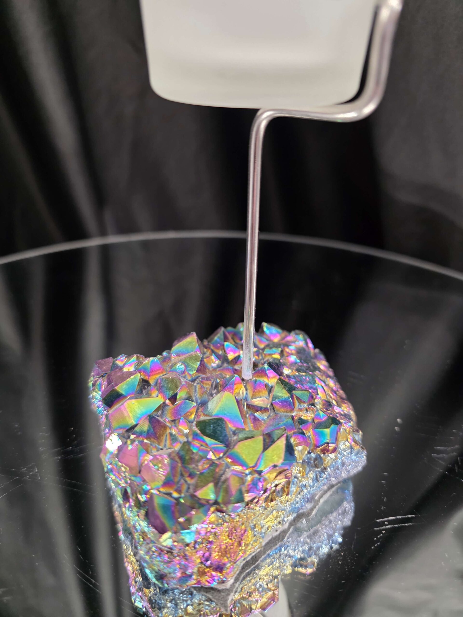 Premium A Grade Rainbow Candle No. 3 Quartz Cluster Druzy / 1 Cup Tealight Holders 392g H17xW10xD9cm - Image 6