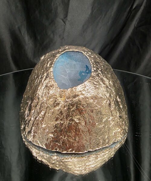 Large Teal Agate End Candle 2 Handpicked 854g H8xW13xD7cm Microcrystalline Quartz Gold Gilded 24ct Gold Tealight Holder - Image 6