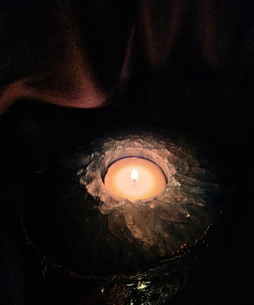 Large Teal Agate Slice Candle 1 Microcrystalline Quartz Gold Gilded 24ct Tealight Holder Ornament 493g H2xW13xD10cm - Image 12