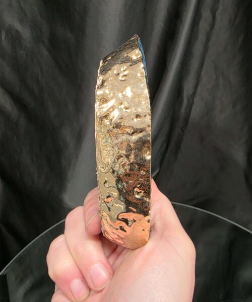 Large Teal Agate Slice Candle 1 Microcrystalline Quartz Gold Gilded 24ct Tealight Holder Ornament 493g H2xW13xD10cm - Image 7