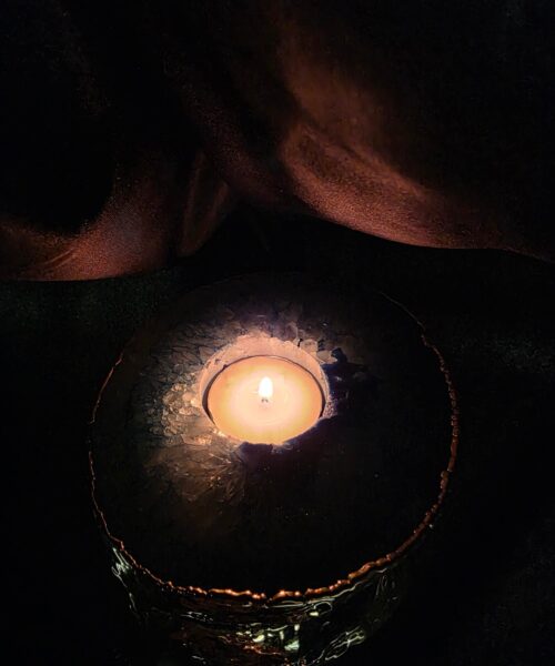 Large Teal Agate Slice Candle 3 Handpicked Quartz Gold Gilded 24ct Tealight Holder Ornament 535g H2xW12xD11.5cm - Image 11