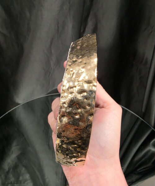 Large Teal Agate Slice Candle 3 Handpicked Quartz Gold Gilded 24ct Tealight Holder Ornament 535g H2xW12xD11.5cm - Image 6