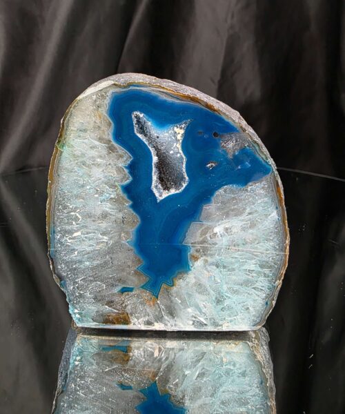 Alternative view of Teal Agate End Candle 2 Microcrystalline Quartz Tealight Candle Holder Ornament 691g H8.5xW8xD9cm