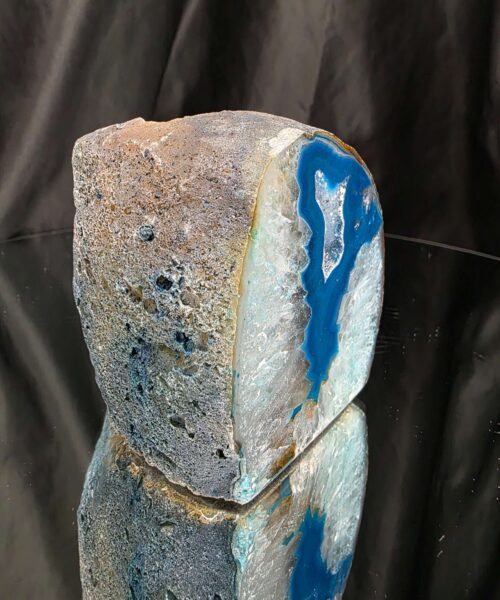 Teal Agate End Candle 2 Microcrystalline Quartz Tealight Candle Holder Ornament 691g H8.5xW8xD9cm - Image 3