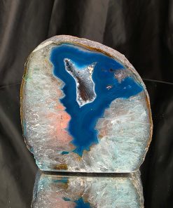 Teal Agate End Candle 2 Microcrystalline Quartz Tealight Candle Holder Ornament 691g H8.5xW8xD9cm