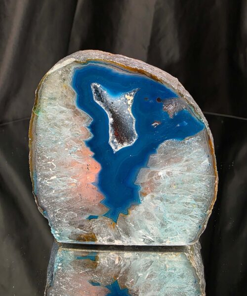 Teal Agate End Candle 2 Microcrystalline Quartz Tealight Candle Holder Ornament 691g H8.5xW8xD9cm