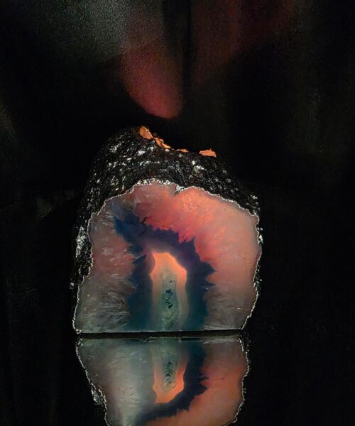 Large Teal Agate End Candle 2 Handpicked 1.425g H10xW10xD10cm Microcrystalline Quartz Silver Gilded Tealight Holder - Image 11