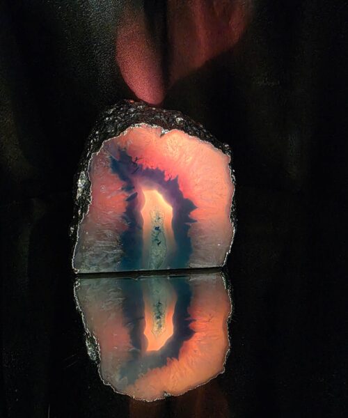 Large Teal Agate End Candle 2 Handpicked 1.425g H10xW10xD10cm Microcrystalline Quartz Silver Gilded Tealight Holder - Image 12