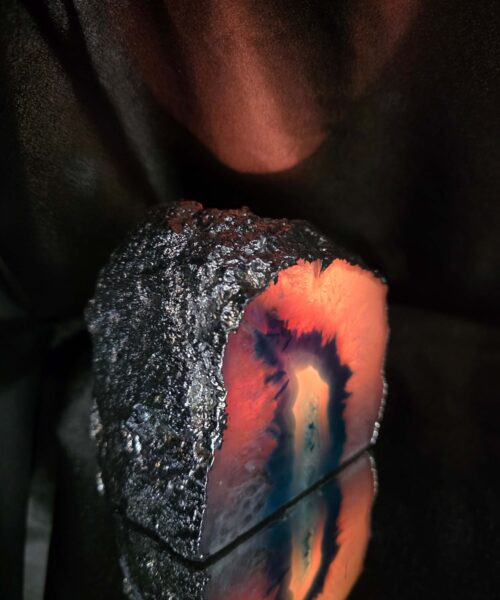 Large Teal Agate End Candle 2 Handpicked 1.425g H10xW10xD10cm Microcrystalline Quartz Silver Gilded Tealight Holder - Image 13