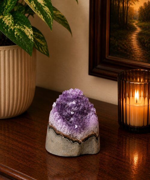 Premium High Grade Amethyst Druzy 381 Mini Geode Cluster Piece Cut Base 761g H10xW9xD6.5cm