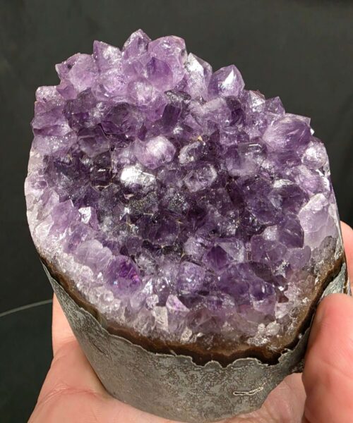 Premium High Grade Amethyst Druzy 381 Mini Geode Cluster Piece Cut Base 761g H10xW9xD6.5cm - Image 8