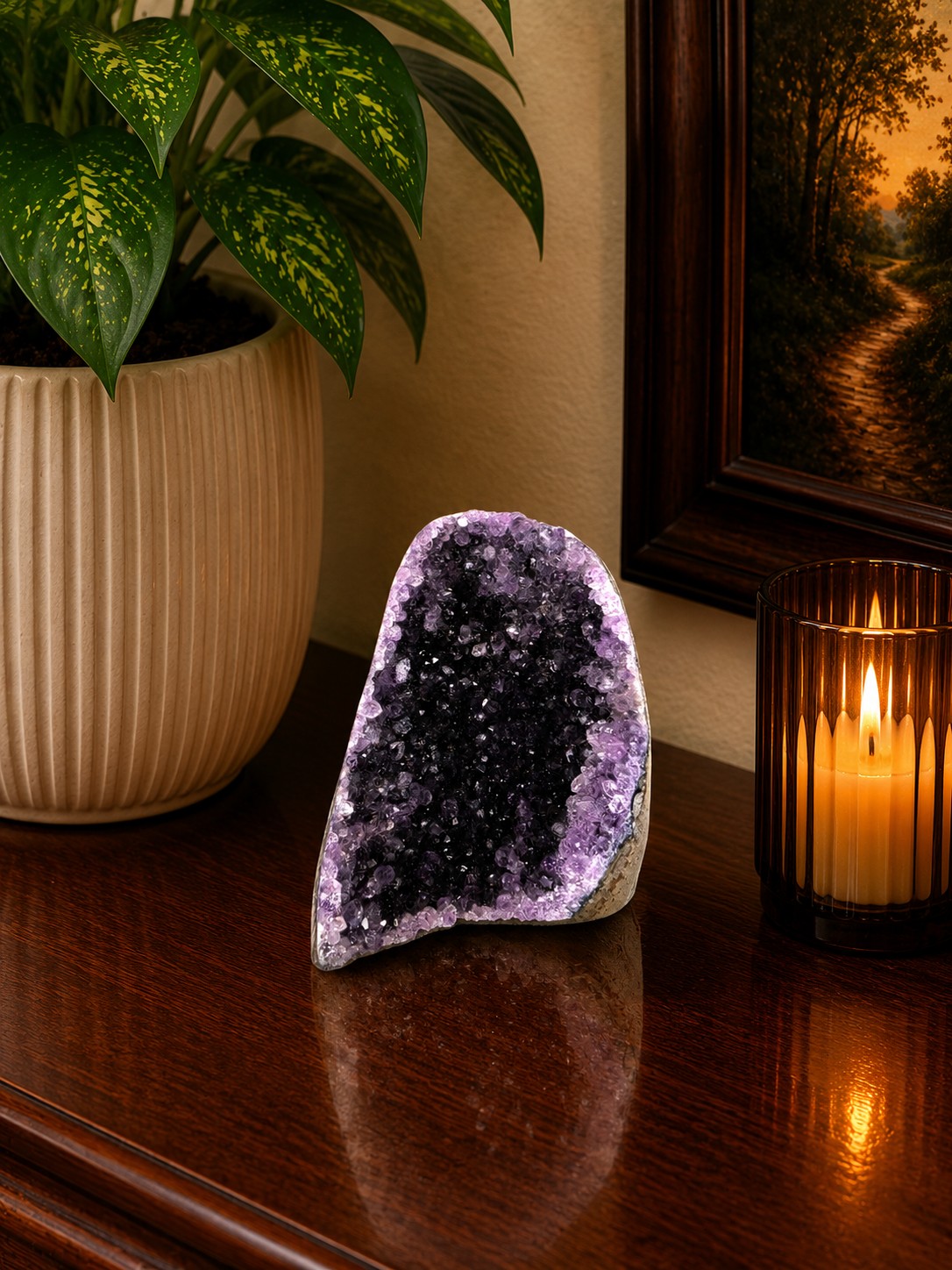 Premium High Grade Amethyst Druzy 384 Mini Geode Cluster Piece Cut Base 771g H10xW8.5xD9.5cm
