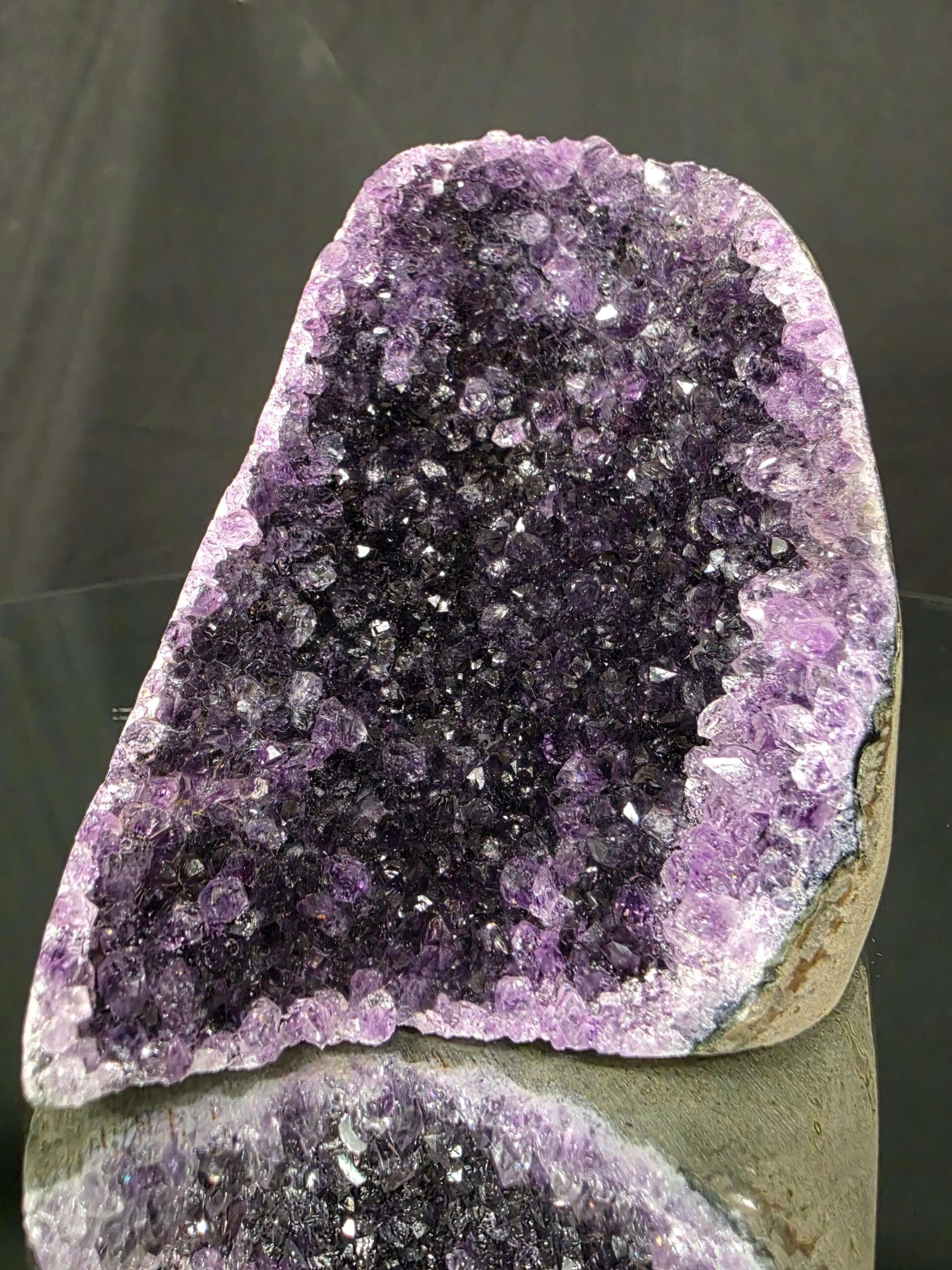 Premium High Grade Amethyst Druzy 384 Mini Geode Cluster Piece Cut Base 771g H10xW8.5xD9.5cm - Image 6