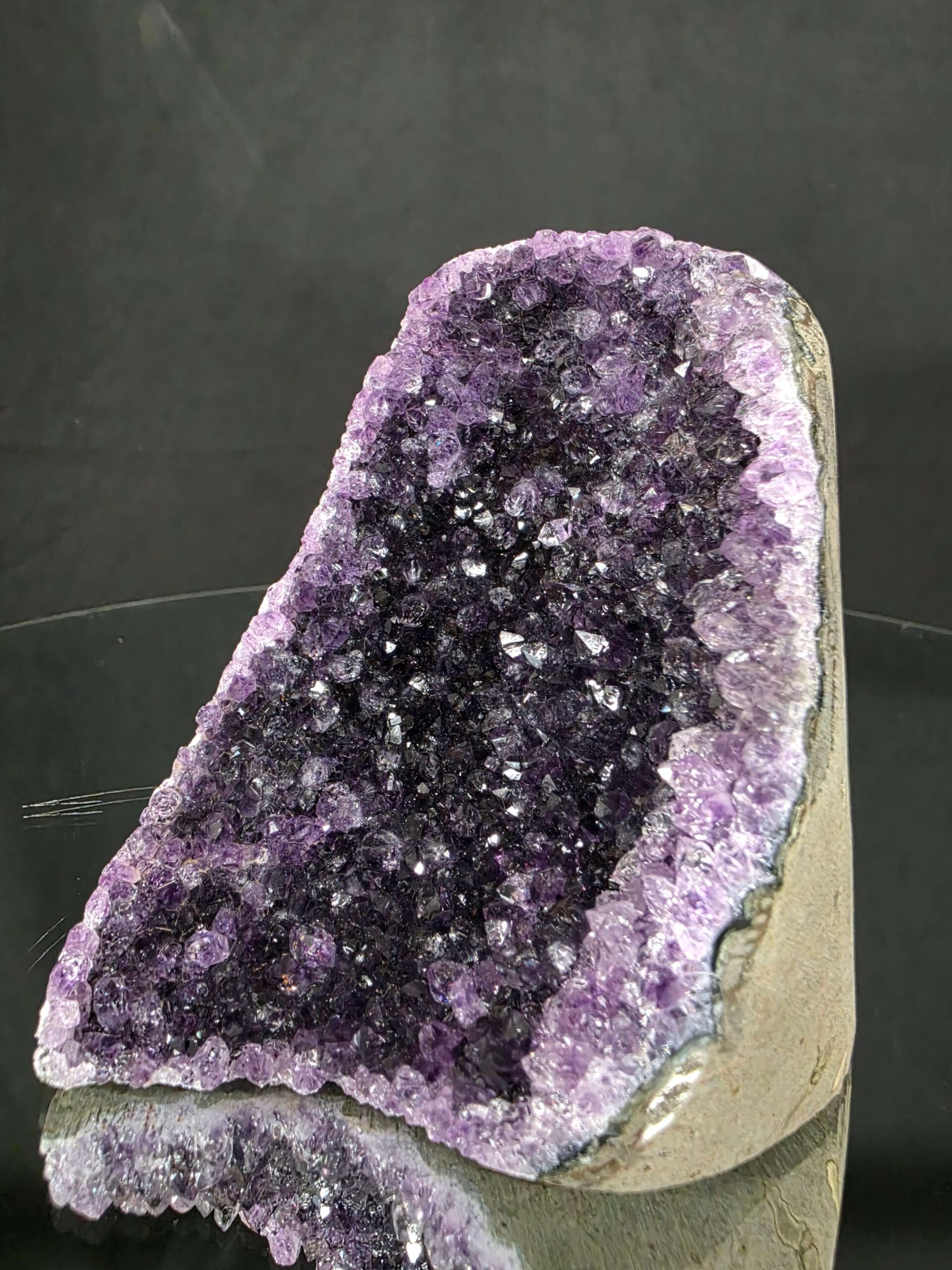 Premium High Grade Amethyst Druzy 384 Mini Geode Cluster Piece Cut Base 771g H10xW8.5xD9.5cm - Image 7