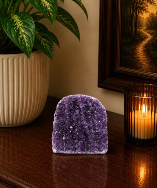 Premium High Grade Amethyst Druzy 386 Mini Geode Cluster Piece Cut Base 654g H9xW10xD7cm
