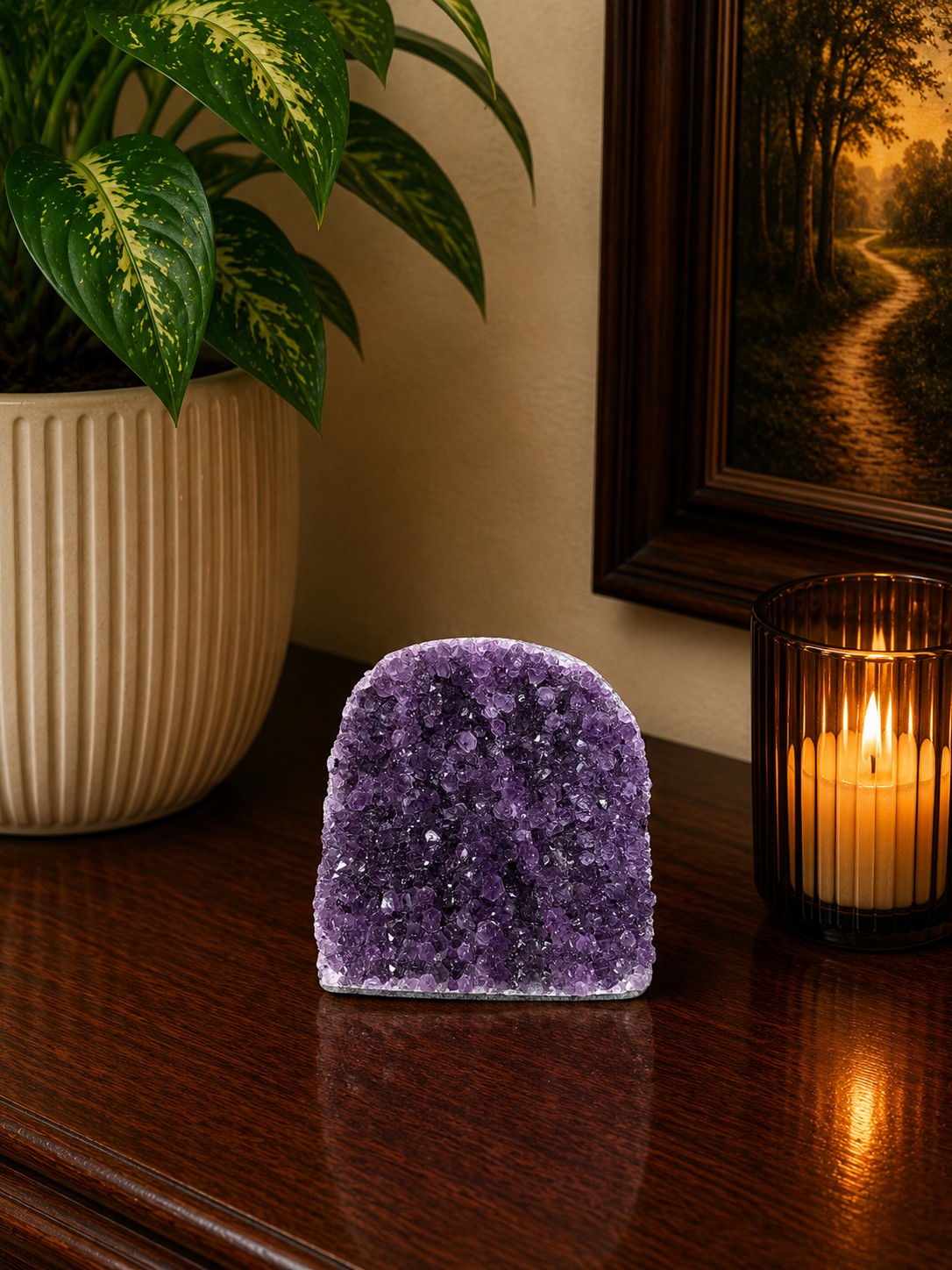 Premium High Grade Amethyst Druzy 386 Mini Geode Cluster Piece Cut Base 654g H9xW10xD7cm