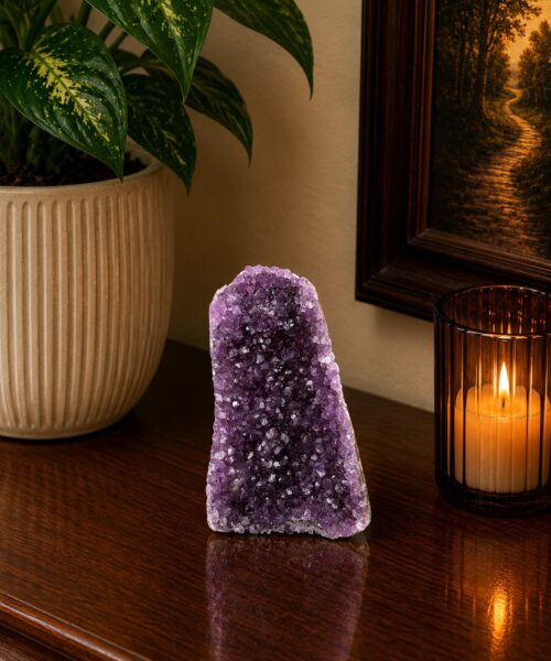 Premium High Grade Amethyst Druzy 387 Mini Geode Cluster Piece Cut Base 657g H11xW7xD9cm