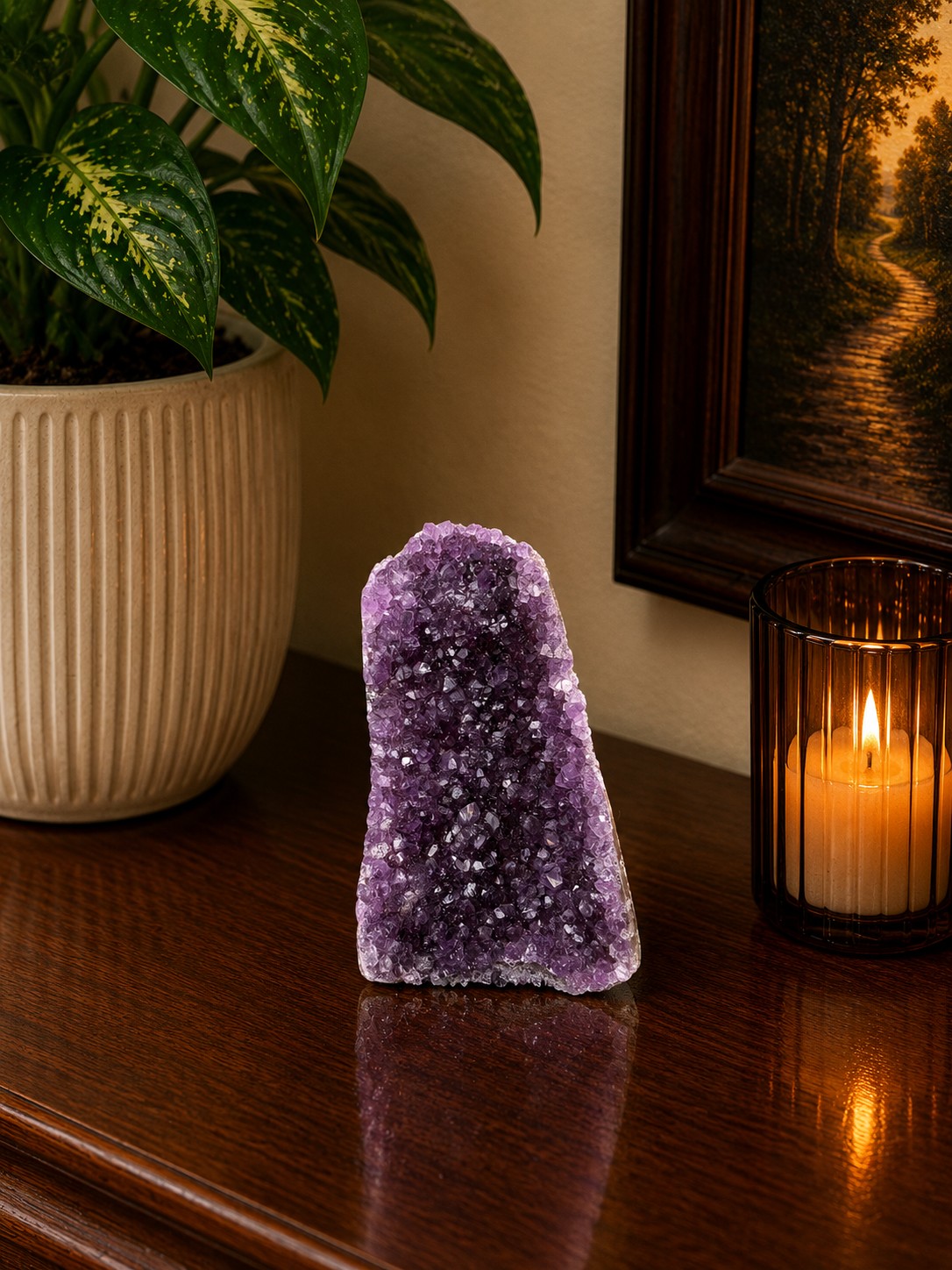 Premium High Grade Amethyst Druzy 387 Mini Geode Cluster Piece Cut Base 657g H11xW7xD9cm