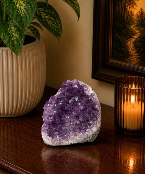Premium High Grade Amethyst Druzy 389 Mini Geode Cluster Piece Cut Base 757g H11xW9xD7cm