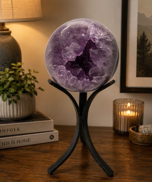 Large Amethyst Sphere 10, Premium Grade Purple Quartz Geode Crystal 1.676g – 10cm Diameter