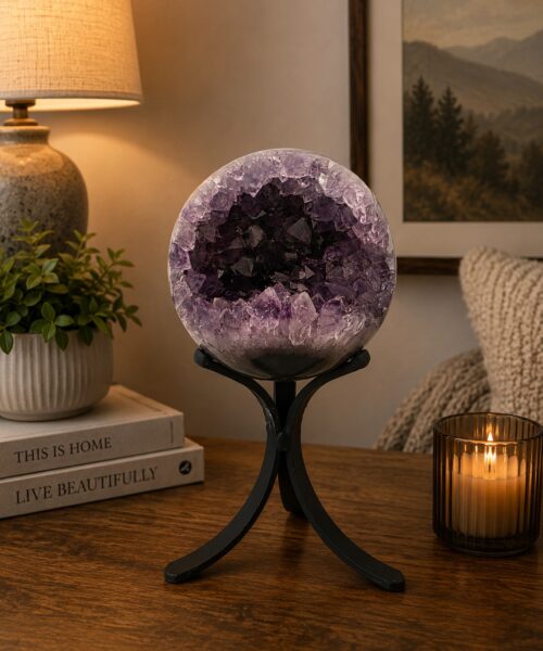 Large Amethyst Sphere 12, Premium Grade Purple Quartz Geode Crystal 1.292g – 10.5cm Diameter