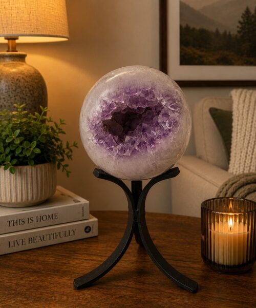 Large Amethyst Sphere 13, Premium Grade Purple Quartz Geode Crystal 1.502g – 10cm Diameter