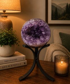 Large Amethyst Sphere 18, Premium Grade Purple Quartz Geode Crystal 902g – 8.5cm Diameter