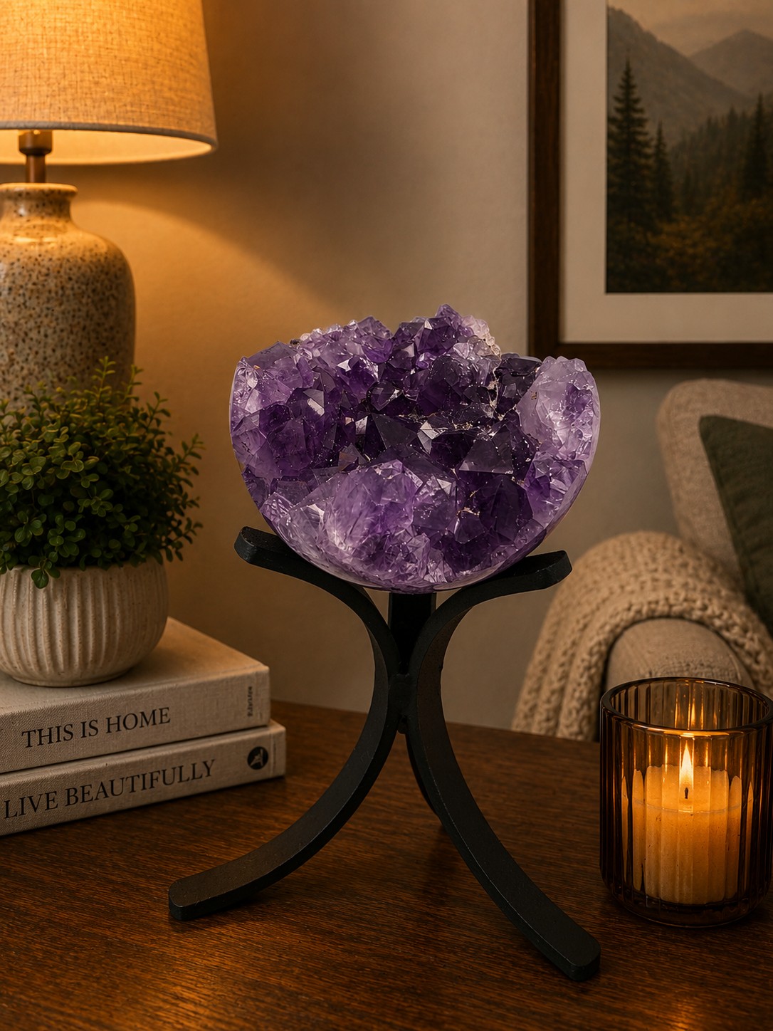 Large Amethyst Sphere 21, Premium Grade Purple Quartz Geode Crystal 592g – 8cm Diameter