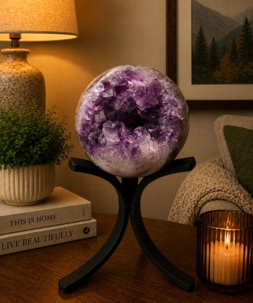 Large Amethyst Sphere 25, Premium Grade Purple Quartz Geode Crystal 593g – 6.5cm Diameter