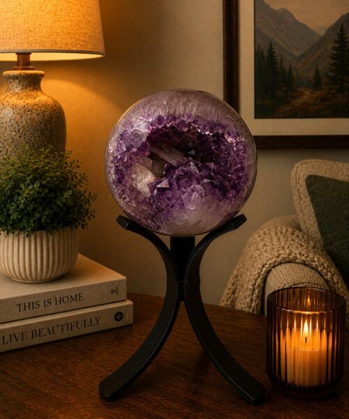 Large Amethyst Sphere 26, Premium Grade Purple Quartz Geode Crystal 401g – 6cm Diameter
