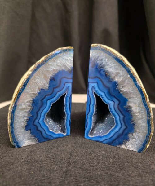 Blue Natural Edge Microcrystalline Quartz Premium Bookends 3 Ornament Handpicked Size 1.447kg H10.5xW16xD6cm - Image 9