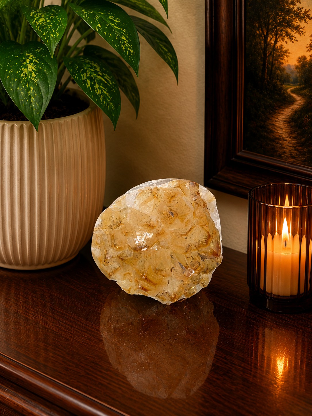 Premium High Grade Citrine Druzy 168 Mini Geode Cluster Piece 908g H8.5xW9xD8cm