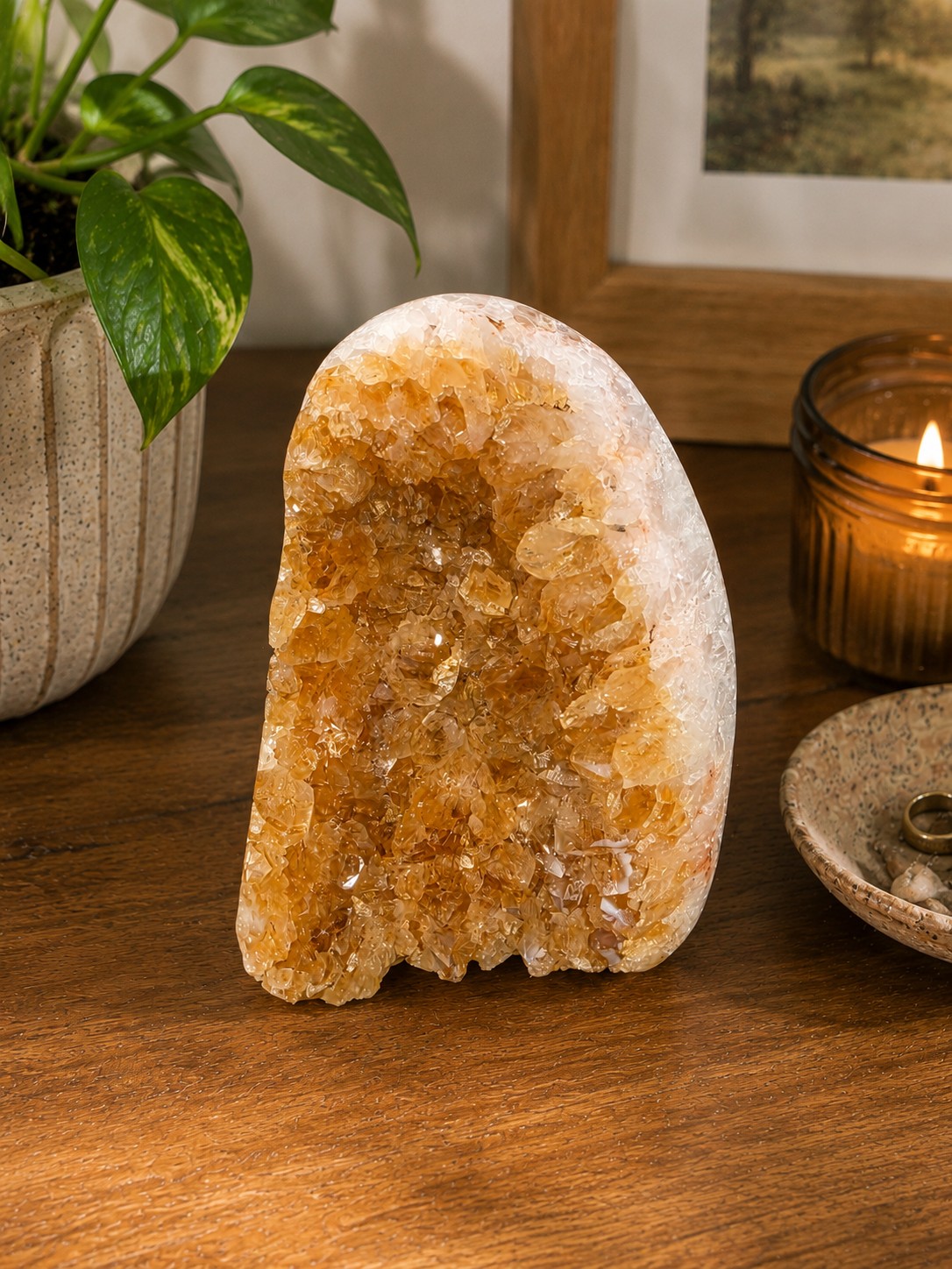 Premium High Grade Citrine Druzy 160 Mini Geode Cluster Piece 788g H11xW8.5xD6cm
