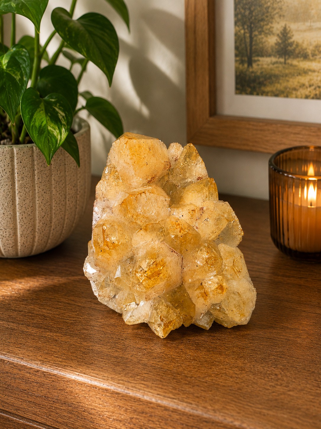 Premium High Grade Citrine Druzy 161 Mini Geode Cluster Piece 809g H10xW10xD6cm