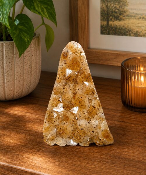 Premium High Grade Citrine Druzy 162 Mini Geode Cluster Piece 1.536g H14xW10xD8cm