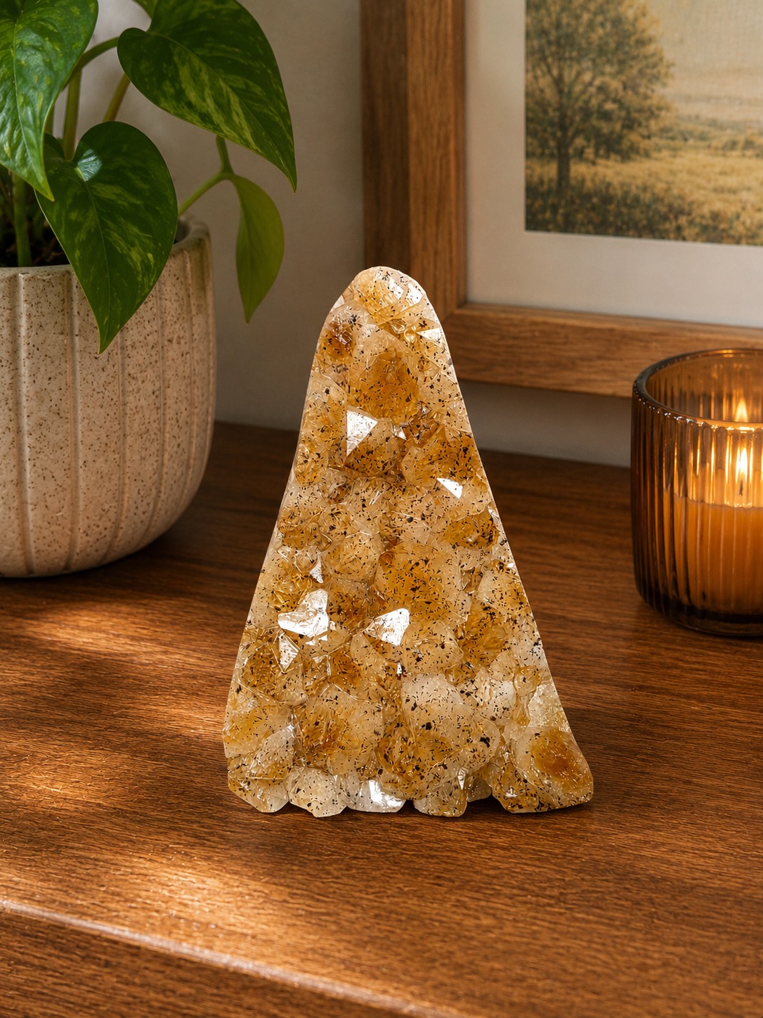 Premium High Grade Citrine Druzy 162 Mini Geode Cluster Piece 1.536g H14xW10xD8cm
