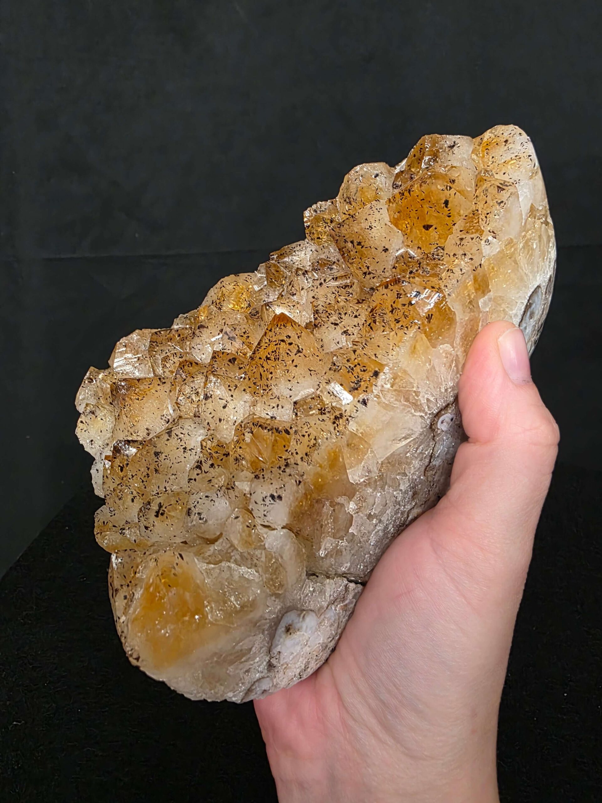 Premium High Grade Citrine Druzy 162 Mini Geode Cluster Piece 1.536g H14xW10xD8cm - Image 9