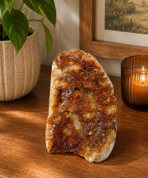 Premium High Grade Citrine Druzy 163 Mini Geode Cluster Piece 956g H12xW9xD7cm