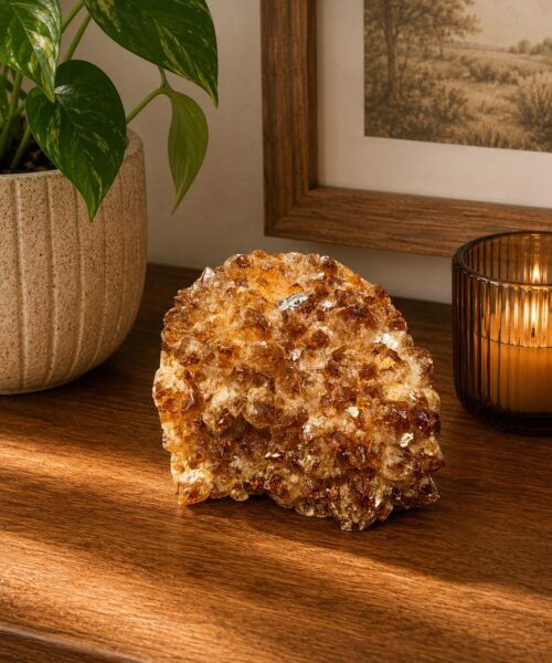 Premium High Grade Citrine Druzy 164 Mini Geode Cluster Piece 1.268g H10xW11xD9cm