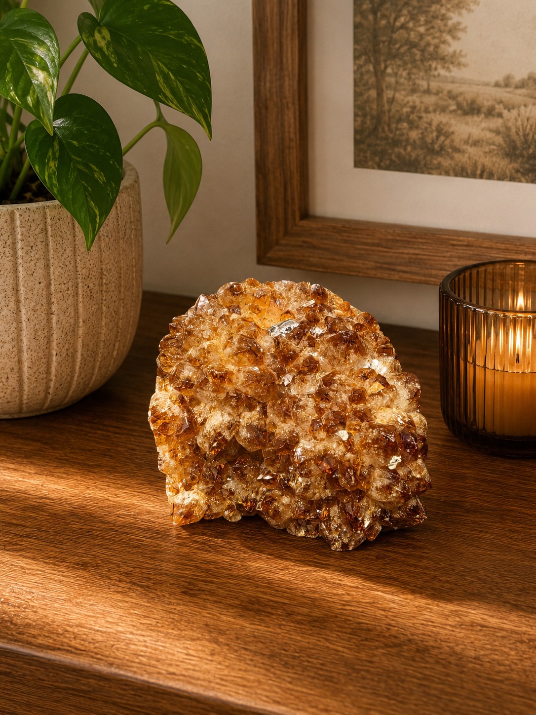 Premium High Grade Citrine Druzy 164 Mini Geode Cluster Piece 1.268g H10xW11xD9cm
