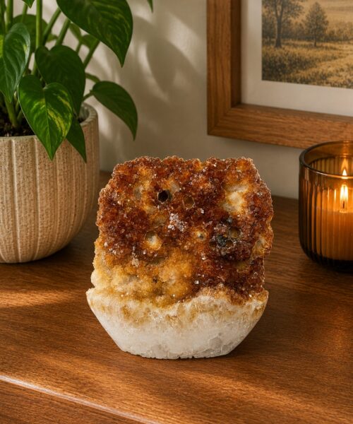 Premium High Grade Citrine Druzy 165 Mini Geode Cluster Piece 953g H11xW10xD6cm