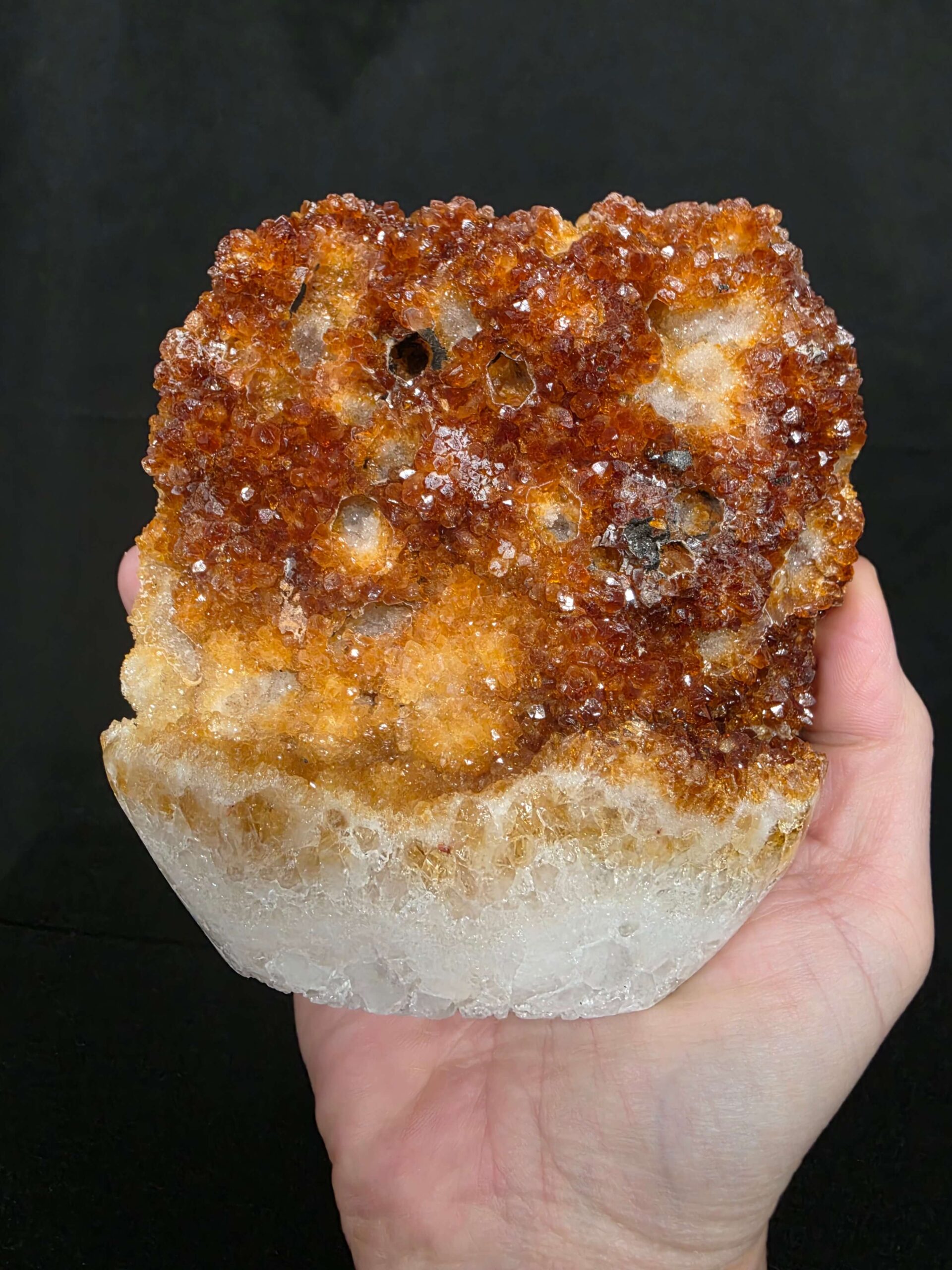 Premium High Grade Citrine Druzy 165 Mini Geode Cluster Piece 953g H11xW10xD6cm - Image 8