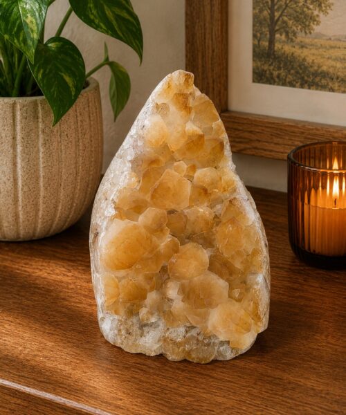 Premium High Grade Citrine Druzy 166 Mini Geode Cluster Piece 567g H11xW8.5xD7cm