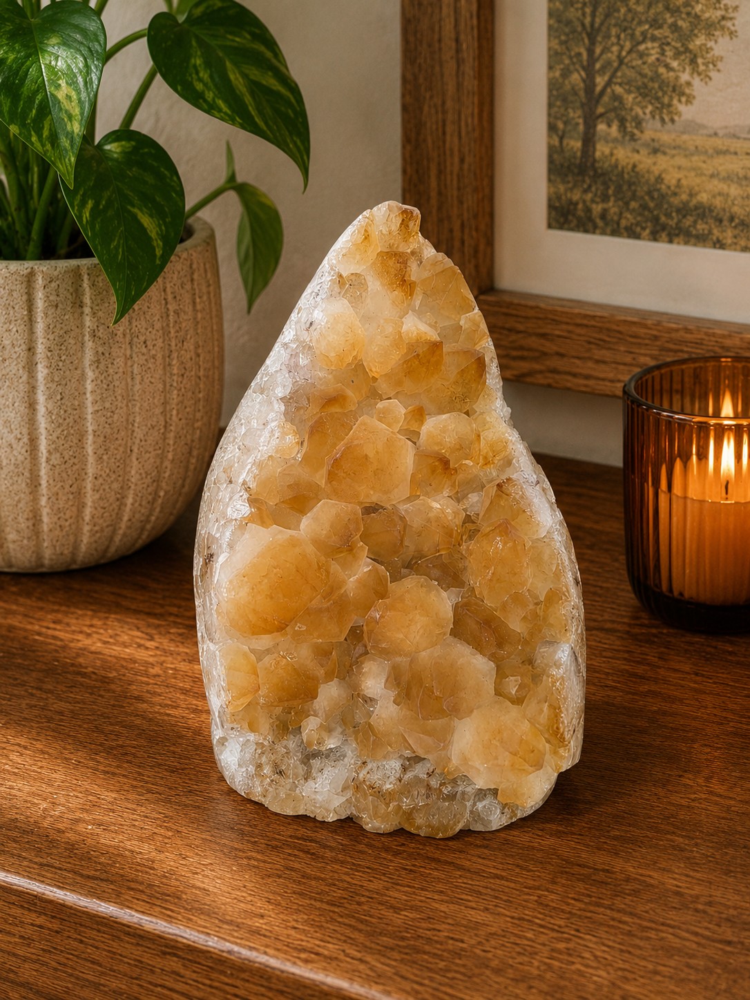 Premium High Grade Citrine Druzy 166 Mini Geode Cluster Piece 567g H11xW8.5xD7cm