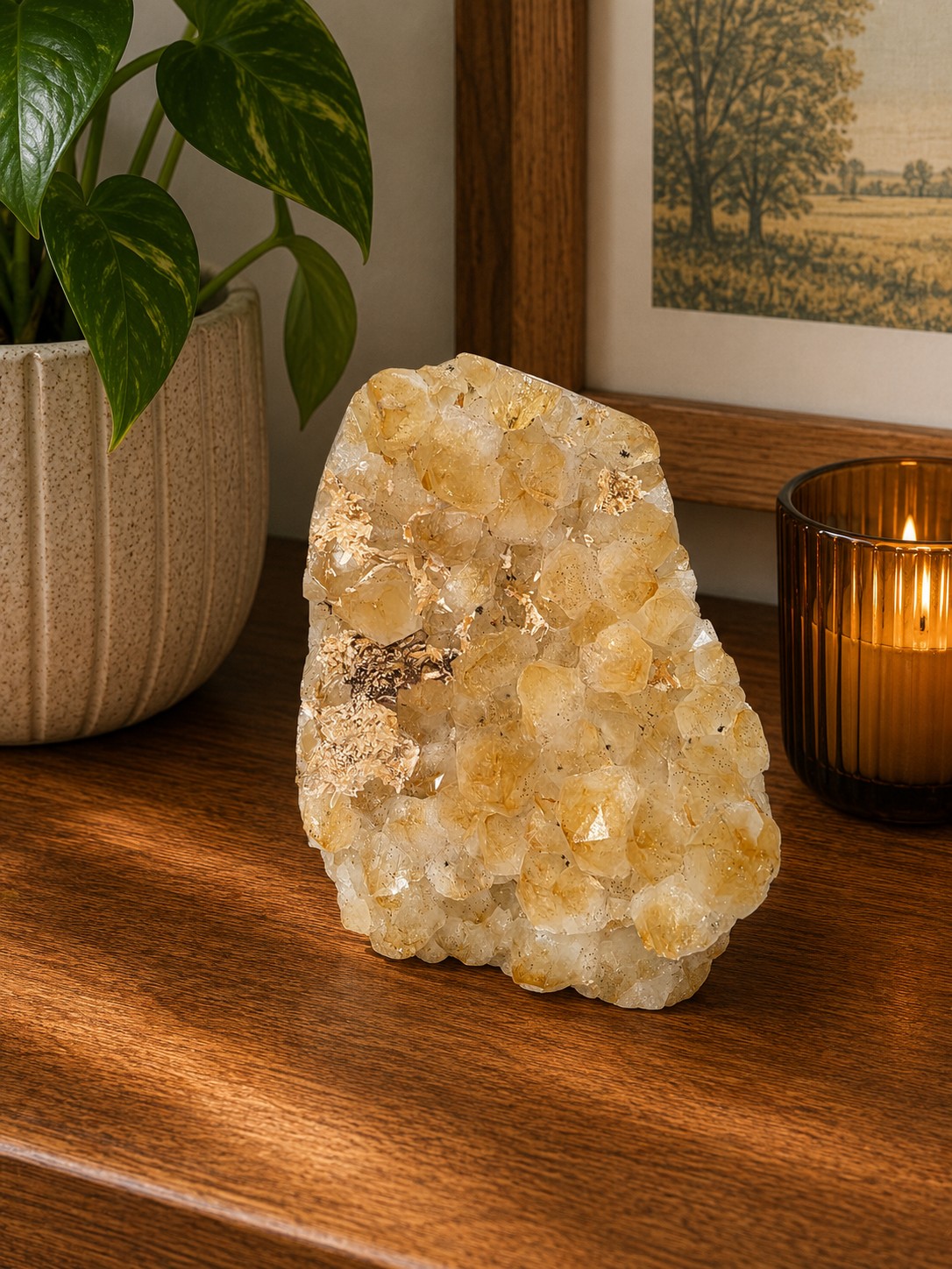 Premium High Grade Citrine Druzy 167 Mini Geode Cluster Piece 956g H10xW9xD7cm